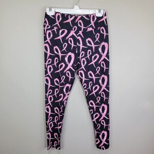 Pink Ribbon Awareness‎ Polyester Spandex Ankle Leggings One Size Fits All